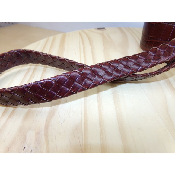 Brighton Small Bucket Bag Purse Black w/ Brown Embossed‎ Croc Braided Strap - Picture 4 of 9